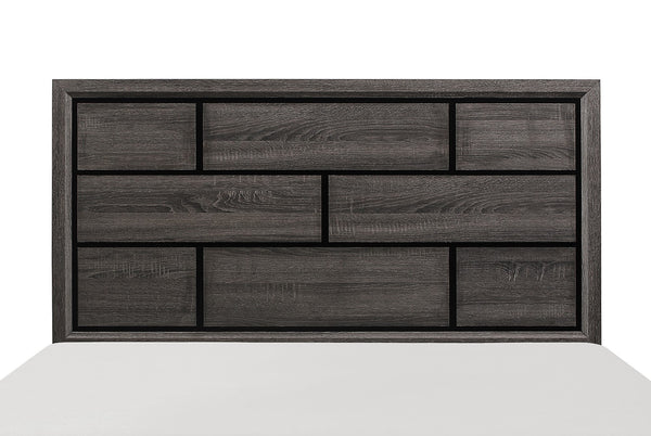 English Elm Modern Davi Queen Bed Gray Wood Grain Finish – Clean Lines, Melamine Veneer, Contemporary Frame B011S00249