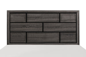 English Elm Modern Gray Panel Eastern King Bed Tall Architectural Headboard for Calm Bedrooms B011S00243