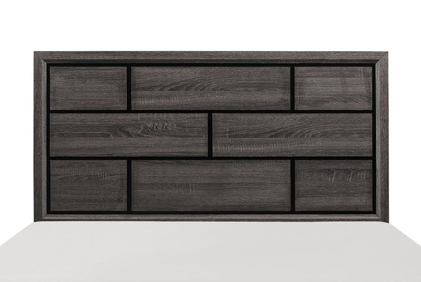 English Elm Modern Gray Panel Eastern King Bed Tall Architectural Headboard for Calm Bedrooms B011S00243