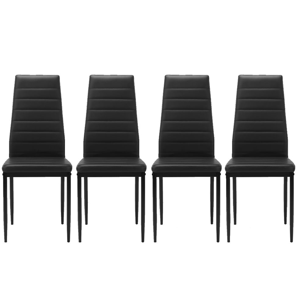 English Elm Dining Chair Set of Four with Pu Leather Padded Seats for Kitchen or Breakfast Nook W24166325