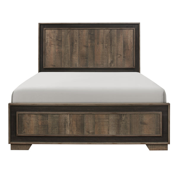 English Elm Modern Full Bed Ellendale Collection Rustic Mahogany-Look Veneer with Contrasting Ebony Frame, Full B011S01973