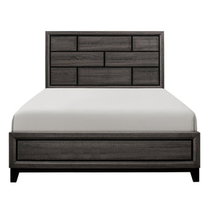 English Elm Modern Davi Queen Bed Gray Wood Grain Finish – Clean Lines, Melamine Veneer, Contemporary Frame B011S00249