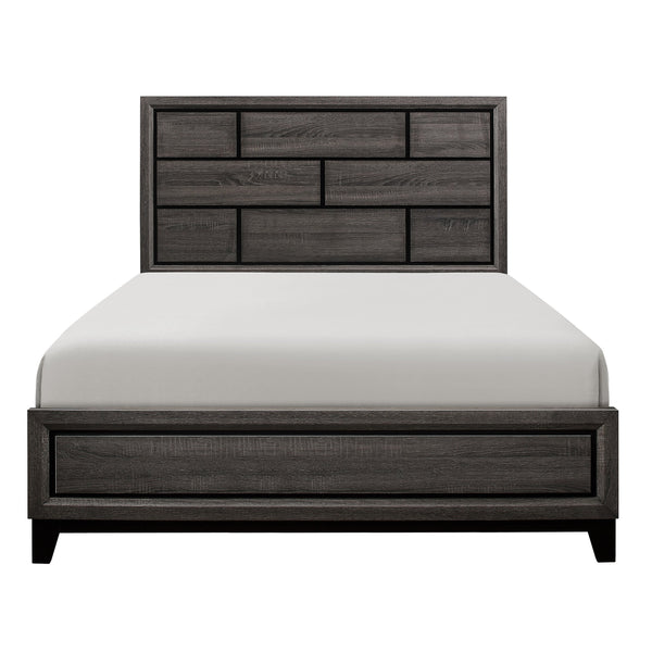 English Elm Modern Davi Queen Bed Gray Wood Grain Finish – Clean Lines, Melamine Veneer, Contemporary Frame B011S00249