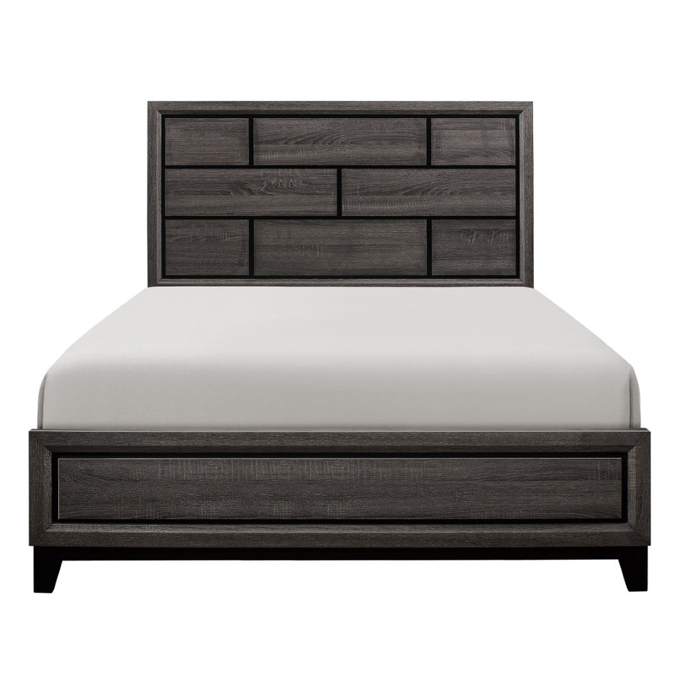 English Elm Modern Gray California King Bed Tall Headboard Clean Architectural Frame Bedroom B011S00242