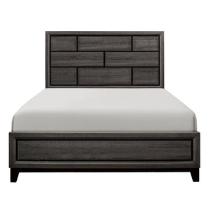English Elm Modern Gray Panel Eastern King Bed Tall Architectural Headboard for Calm Bedrooms B011S00243