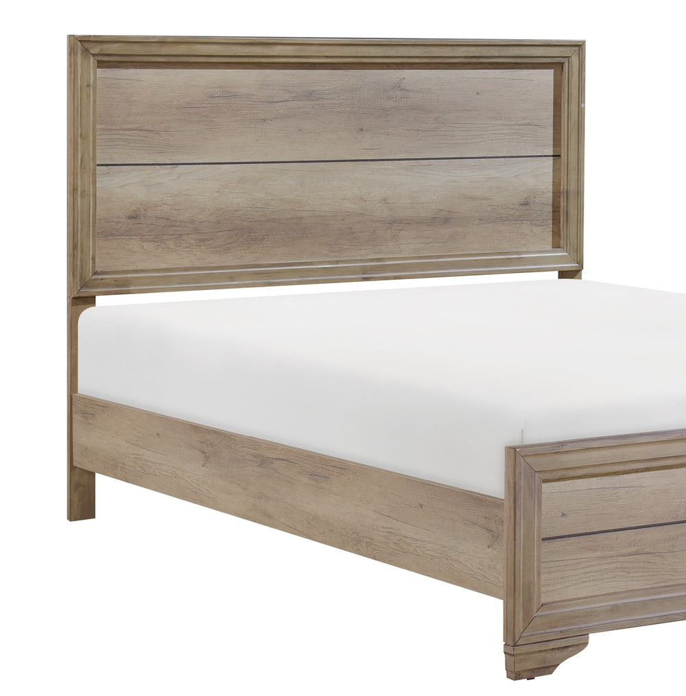 English Elm Contemporary Lonan Queen Bed with Weathered Melamine Finish, Rustic-Modern Wooden Look, 63"x84.5" B011S00646