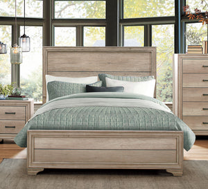 English Elm Contemporary Rustic-Modern Full Bed in Weathered Melamine Finish with Sturdy Wood-Inspired Design and Low Profile Natural 61.25 L x 32.5 W x 4 H B011S00238
