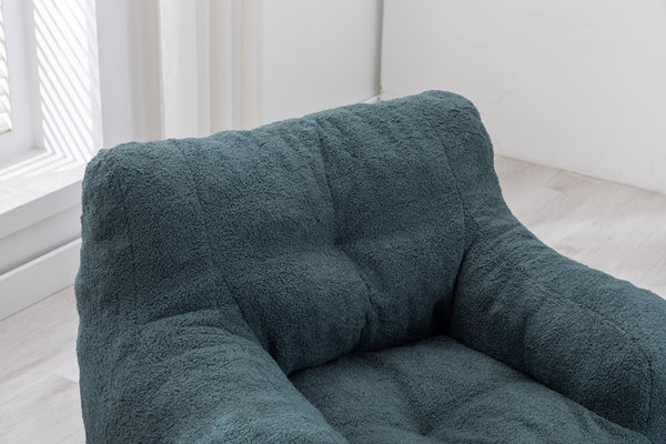 English Elm 010-soft Teddy Plush Bean Bag Chair Tufted Memory Foam Lounge Seat for Living Room Green W52761253