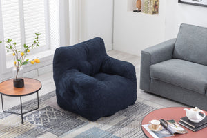 English Elm 010-soft Teddy Plush Bean Bag Chair Tufted Memory Foam Lounge Seat for Living Room Dark Blue W52761254