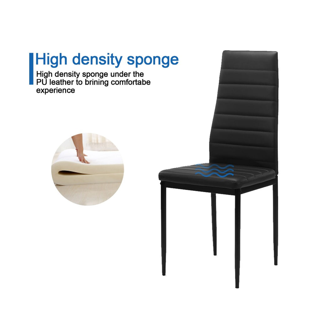 English Elm Dining Chair Set of Four with Pu Leather Padded Seats for Kitchen or Breakfast Nook W24166325