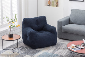 English Elm 010-soft Teddy Plush Bean Bag Chair Tufted Memory Foam Lounge Seat for Living Room Dark Blue W52761254