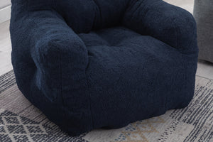 English Elm 010-soft Teddy Plush Bean Bag Chair Tufted Memory Foam Lounge Seat for Living Room Dark Blue W52761254