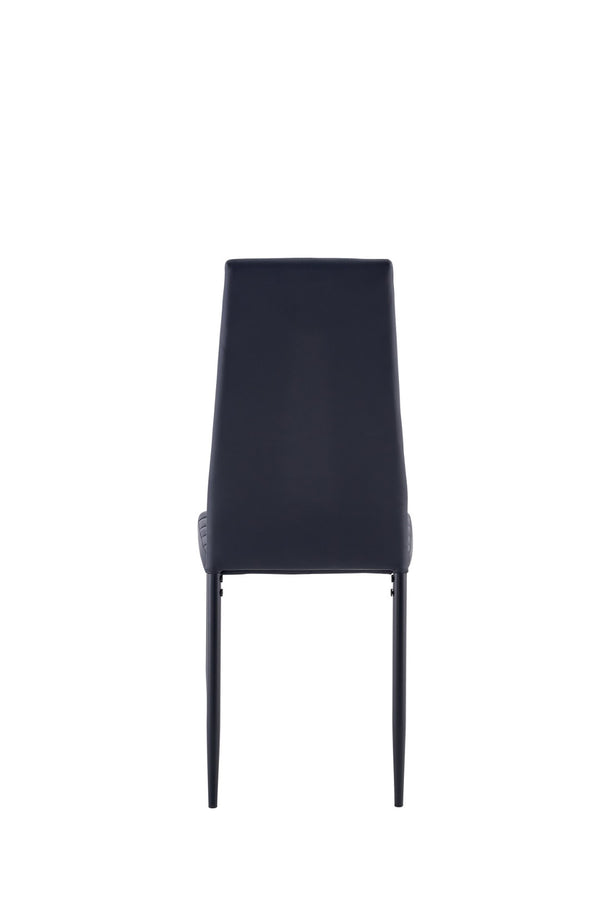 English Elm Dining Chair Set of Four with Pu Leather Padded Seats for Kitchen or Breakfast Nook W24166325