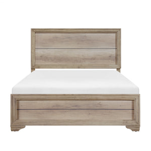 English Elm Contemporary Rustic-Modern Full Bed in Weathered Melamine Finish with Sturdy Wood-Inspired Design and Low Profile Natural 45.75 L x 33.5 W x 4 H B011S00239