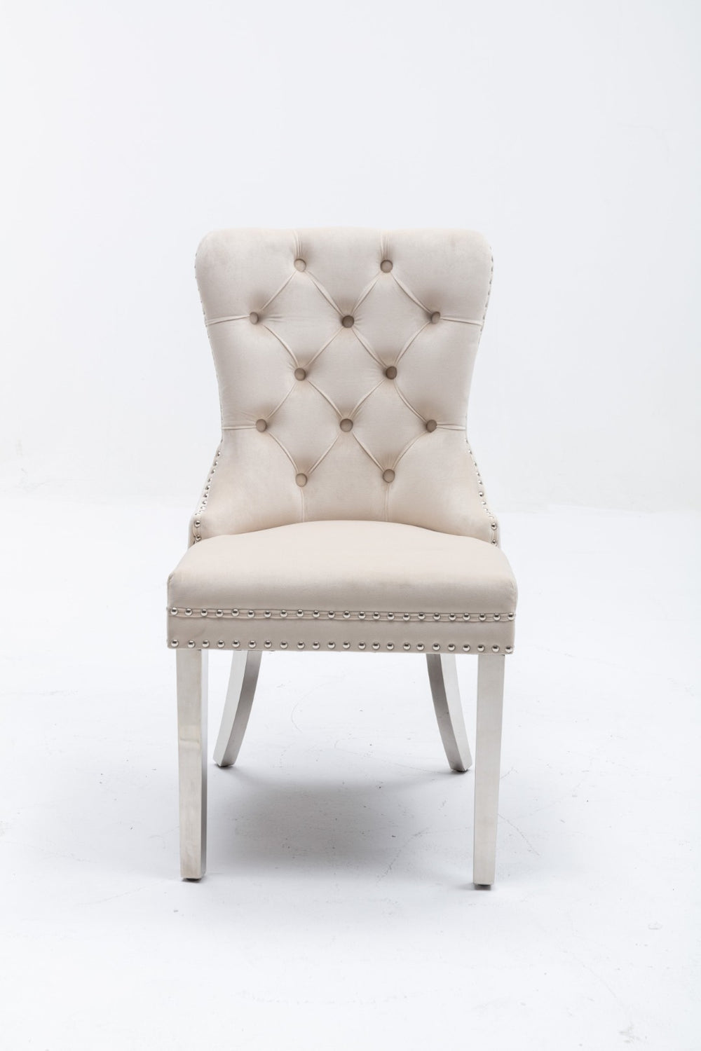 English Elm Hengming Velvet Wingback Dining Chairs Tufted Nailhead Trim Formal Set of 2 W212P439637