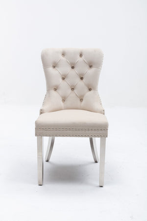 English Elm Hengming Velvet Wingback Dining Chairs Tufted Nailhead Trim Formal Set of 2 W212P439637