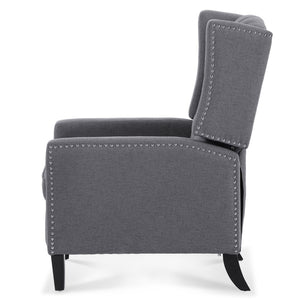 English Elm 27.16" Wingback Manual Recliner with Nailhead Trim Tufted Club Chair for Living Room Grey W68062700