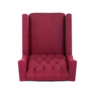 English Elm 27.16" Wingback Manual Recliner Tufted Fabric Chair with Nailhead Trim Solid Wood Frame W680P403874