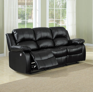 English Elm Comfortable Cranley Double Reclining Sofa in Black Bonded Leather with Solid Wood Frame, 83" Seats Recline B01166426