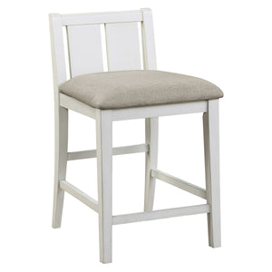 English Elm Transitional Daye 3-Piece Counter Height Dining Set with Built-In Display Shelf and Dual USB Ports White 41.75 L x 39 W x 12.5 H B01166428