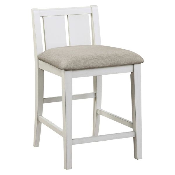 English Elm Transitional Daye 3-Piece Counter Height Dining Set with Built-In Display Shelf and Dual USB Ports White 41.75 L x 39 W x 12.5 H B01166428