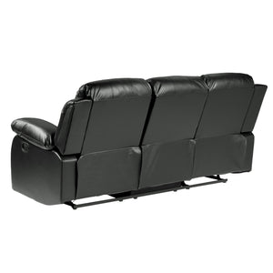 English Elm Comfortable Cranley Double Reclining Sofa in Black Bonded Leather with Solid Wood Frame, 83" Seats Recline B01166426