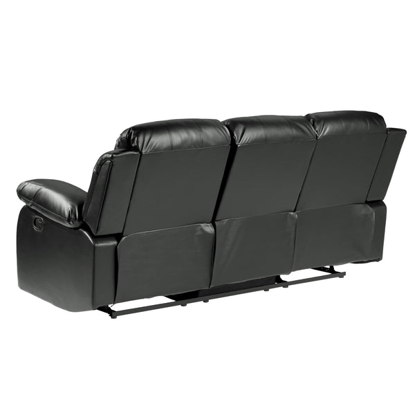 English Elm Comfortable Cranley Double Reclining Sofa in Black Bonded Leather with Solid Wood Frame, 83" Seats Recline B01166426