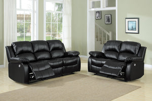 English Elm Comfortable Cranley Double Reclining Sofa in Black Bonded Leather with Solid Wood Frame, 83" Seats Recline B01166426