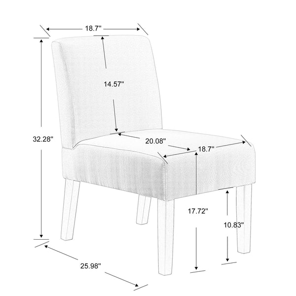 English Elm Fabric Accent Chair Set of 2 with Round Wood Table - Contemporary Armless Side Chairs, Durable Hardwood Frame, Compact Corner Seating for Bedroom Office Living Room W142061922
