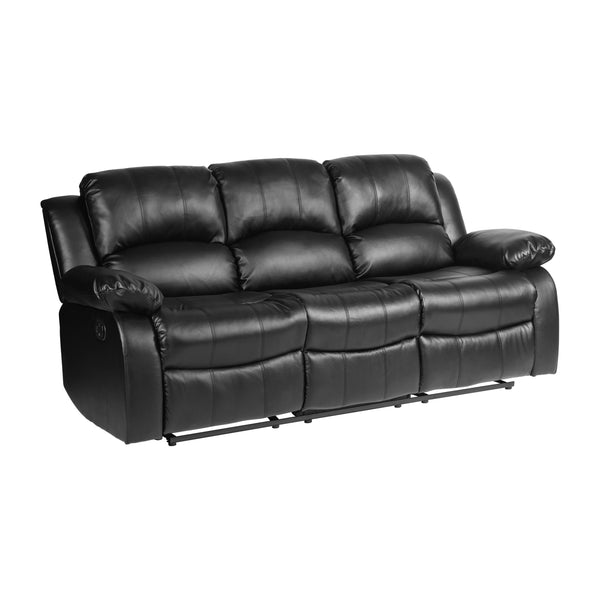 English Elm Comfortable Cranley Double Reclining Sofa in Black Bonded Leather with Solid Wood Frame, 83" Seats Recline B01166426