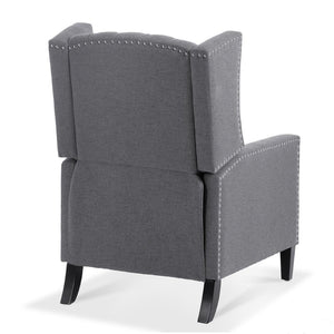 English Elm 27.16" Wingback Manual Recliner with Nailhead Trim Tufted Club Chair for Living Room Grey W68062700