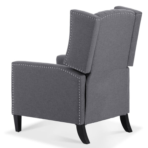 English Elm 27.16" Wingback Manual Recliner with Nailhead Trim Tufted Club Chair for Living Room Grey W68062700