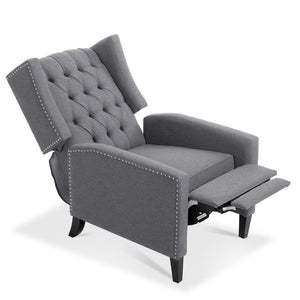 English Elm 27.16" Wingback Manual Recliner with Nailhead Trim Tufted Club Chair for Living Room Grey W68062700