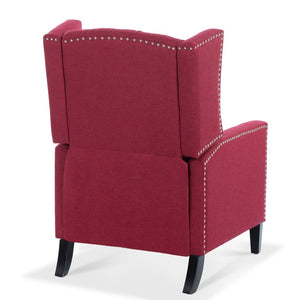 English Elm 27.16" Wingback Manual Recliner Tufted Fabric Chair with Nailhead Trim Solid Wood Frame W680P403874