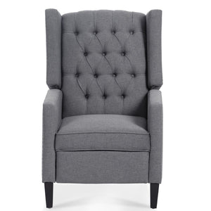 English Elm 27.16" Wingback Manual Recliner with Nailhead Trim Tufted Club Chair for Living Room Grey W68062700