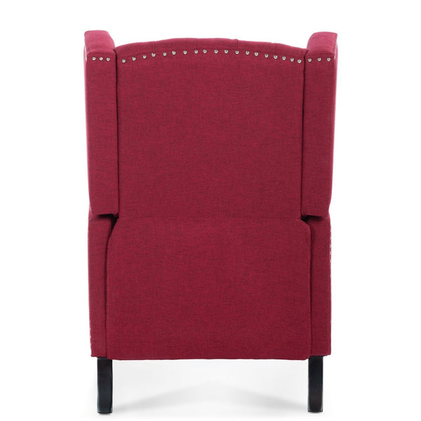 English Elm 27.16" Wingback Manual Recliner Tufted Fabric Chair with Nailhead Trim Solid Wood Frame W680P403874