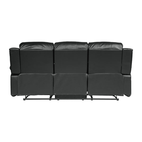 English Elm Comfortable Cranley Double Reclining Sofa in Black Bonded Leather with Solid Wood Frame, 83" Seats Recline B01166426