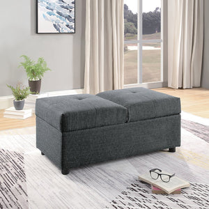 English Elm Gray Convertible Storage Ottoman to Chair with Click-Hinge, Gray Fabric Upholstery, Solid Wood Frame, Multifunctional Seating and Hidden Storage B01166425