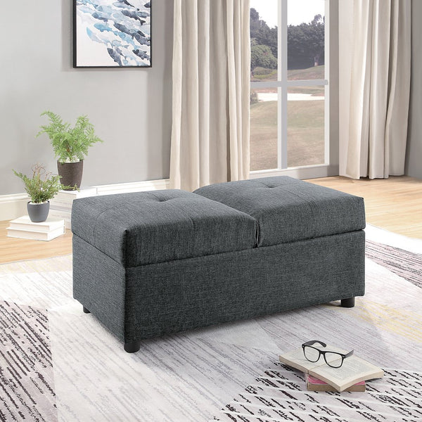 English Elm Gray Convertible Storage Ottoman to Chair with Click-Hinge, Gray Fabric Upholstery, Solid Wood Frame, Multifunctional Seating and Hidden Storage B01166425