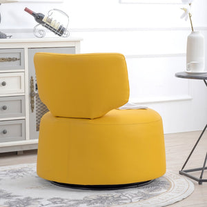 English Elm 29.13" Barrel Swivel Accent Chair Pu Upholstered Compact Seat for Living Room W68065350