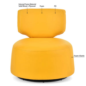 English Elm 29.13" Barrel Swivel Accent Chair Pu Upholstered Compact Seat for Living Room W68065350