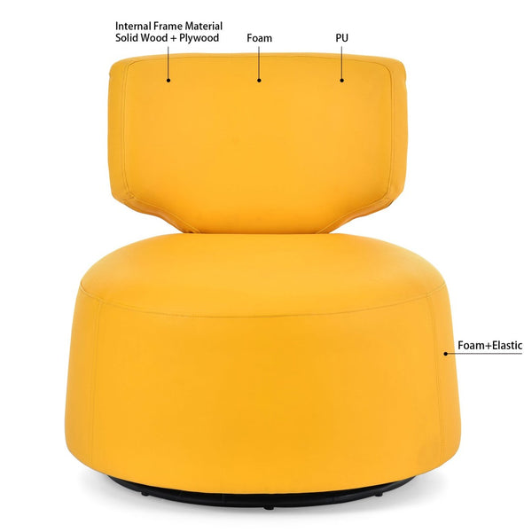 English Elm 29.13" Barrel Swivel Accent Chair Pu Upholstered Compact Seat for Living Room W68065350