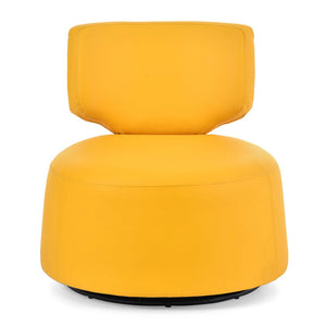 English Elm 29.13" Barrel Swivel Accent Chair Pu Upholstered Compact Seat for Living Room W68065350