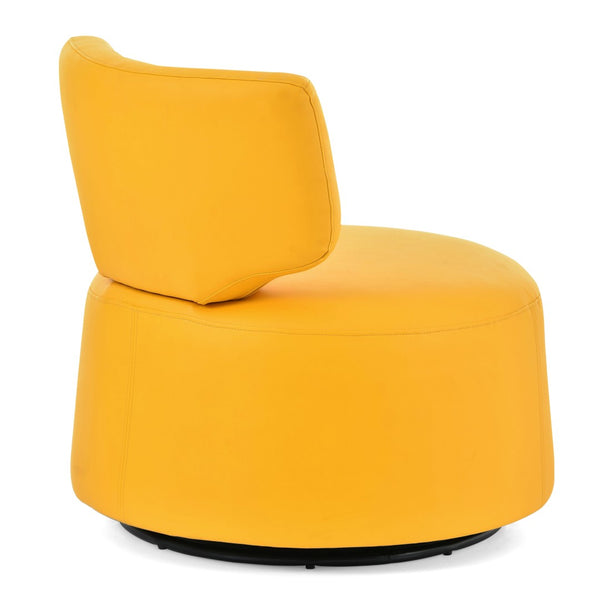 English Elm 29.13" Barrel Swivel Accent Chair Pu Upholstered Compact Seat for Living Room W68065350