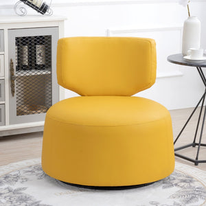 English Elm 29.13" Barrel Swivel Accent Chair Pu Upholstered Compact Seat for Living Room W68065350