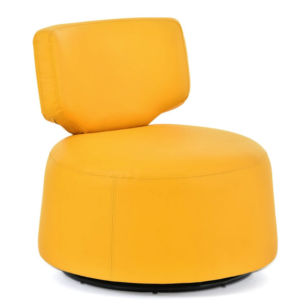 English Elm 29.13" Barrel Swivel Accent Chair Pu Upholstered Compact Seat for Living Room W68065350