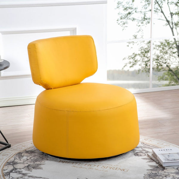 English Elm 29.13" Barrel Swivel Accent Chair Pu Upholstered Compact Seat for Living Room W68065350
