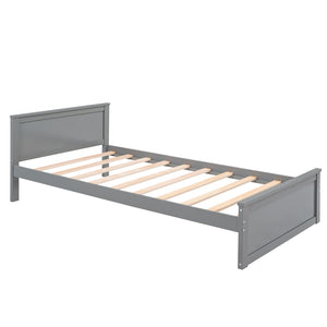 English Elm Twin Loft Bed with Standalone Sleeper Desk Wardrobe and Shelves for Kids Rooms Gray LT000820AAE