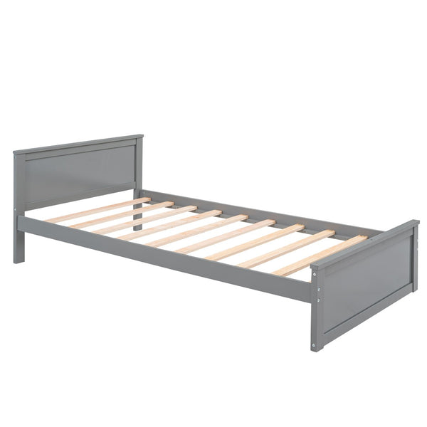 English Elm Twin Loft Bed with Standalone Sleeper Desk Wardrobe and Shelves for Kids Rooms Gray LT000820AAE