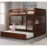 Hearth and Haven Brawnson Full over Full Bunk Bed with Twin Trundle, Walnut LT000350AAL